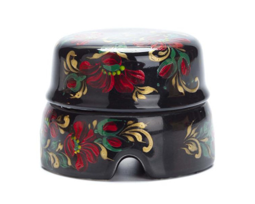 Распаечная коробка большая D85 черный с росписью под Хохлому BOX2BL.HL Salvador