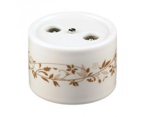Розетка R/TV-Sat проходная, белая с коричневым узором, B1-304-01 D6/2 BIRONI