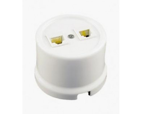 Ретро розетка компьютерная белая B1-302-01 BIRONI