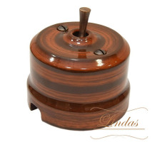 Ретро выключатель палисандр, ручка медь, 34527-C Lindas проходной
