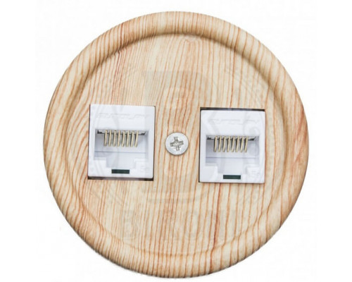 Розетка RJ45 компьютерная двойная, карельская сосна, B1-302-13 BIRONI