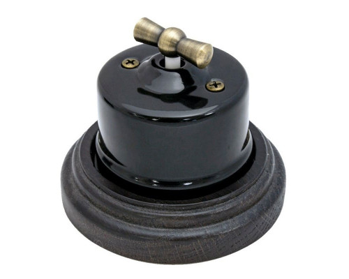 Ретро выключатель черный OP21BL Salvador двухклавишный